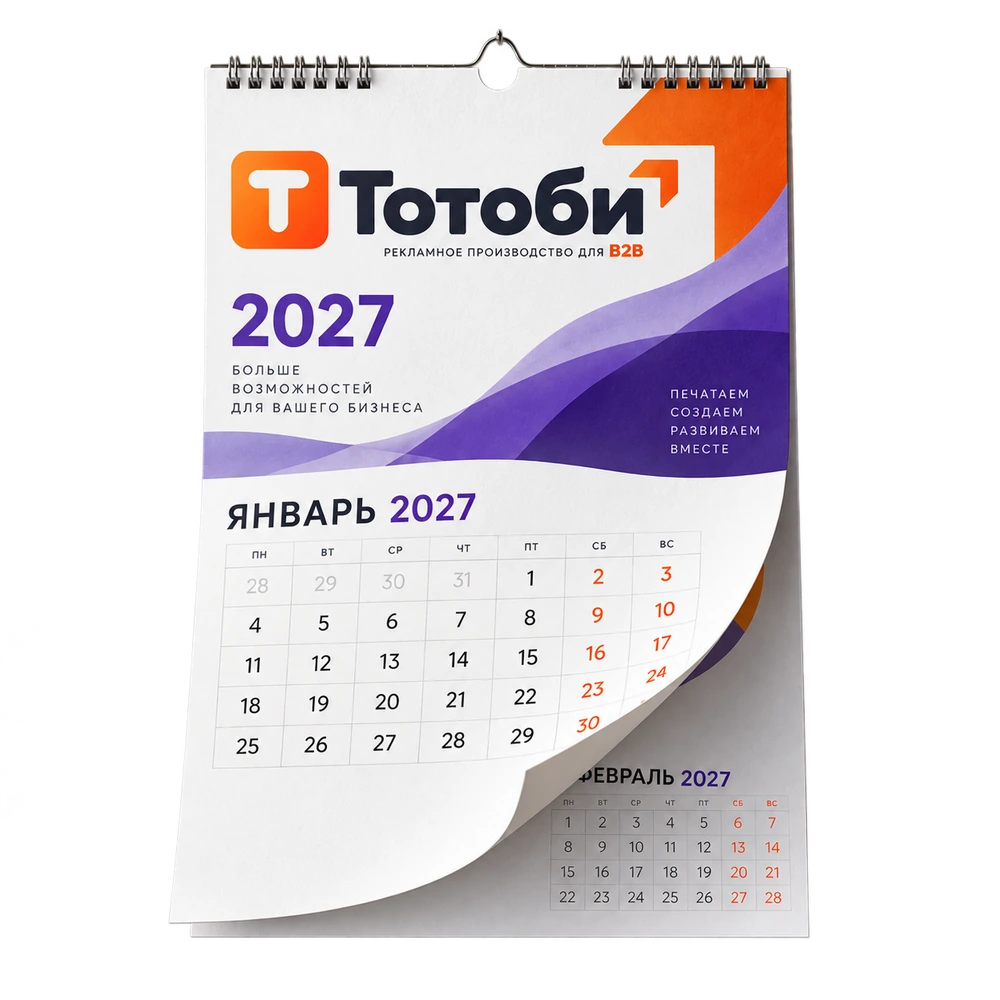 Настенный перекидной календарь А3 Тотоби на 2027 год