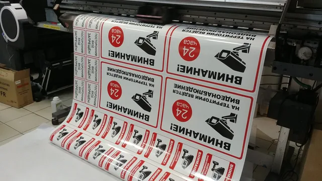 Повторяющийся рекламный макет на рулоне в процессе печати
